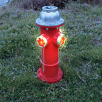 TB TIBAG Fake Fire Hydrant Statues for Dogs to Pee On, Solar Light Fire Hydrant with Glowing Paw Prints for Garden Statues Lawn Outdoor Decorations, 14.5" Tall