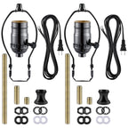 Lamp Making Kit,Make a Lamp or Repair Kit, 3-Way Lamp Socket with Matching Cord and Harp Set, Wiring Kit for Table Floor Lamp,Essential Hardware for DIY Light Design or Repair (Black, 2)