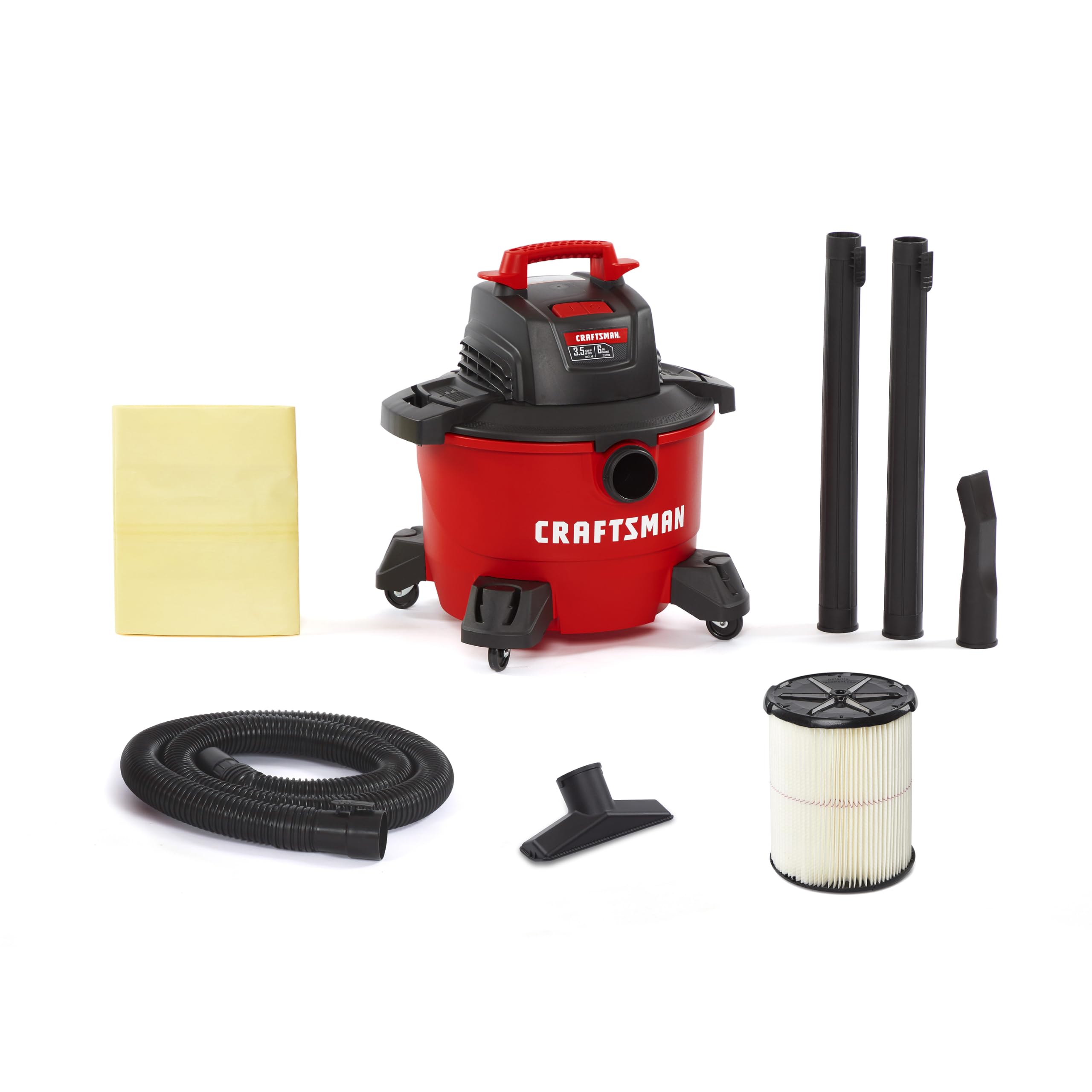 CRAFTSMAN CMXEVBE17584 6 Gallon 3.5 Peak HP Wet Dry Shop Vacuum