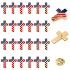 Landical 24 Pcs American Flag Cross Lapel Pins Veterans Day Gifts Bulk