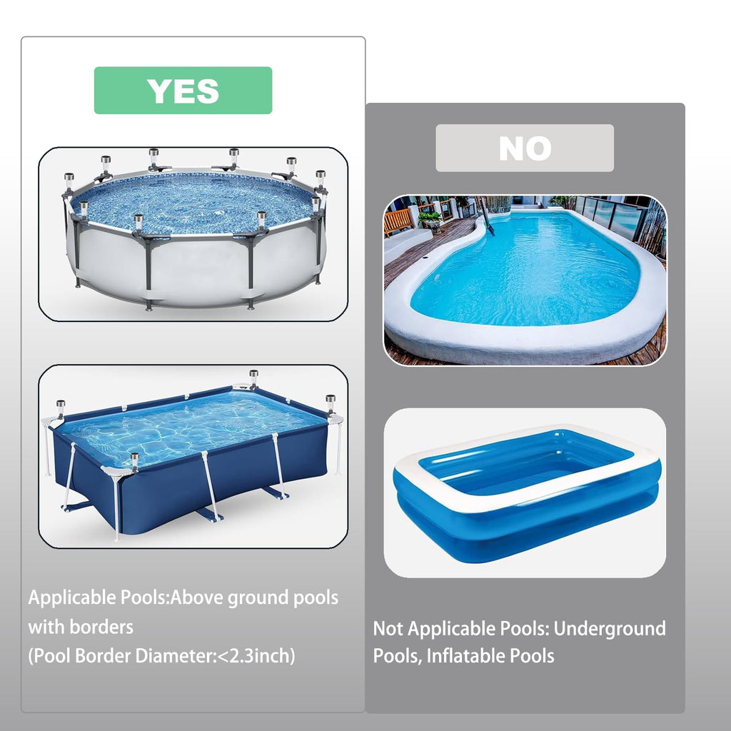 LILITUAN Solar Pool Lights for Above Ground Pools, 10 Pack Waterproof Above Ground Pool Lights, Dusk to Dawn Auto On/Off Decorative Night Lights for Frame Pool, Outdoor Railings (Colour Light)