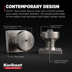 Kwikset Pismo Interior Privacy Door Knob with Lock, Door Handle For Bathroom and Bedroom, Satin Nickel Keyless Turn Lock Doorknob, with Microban Protection