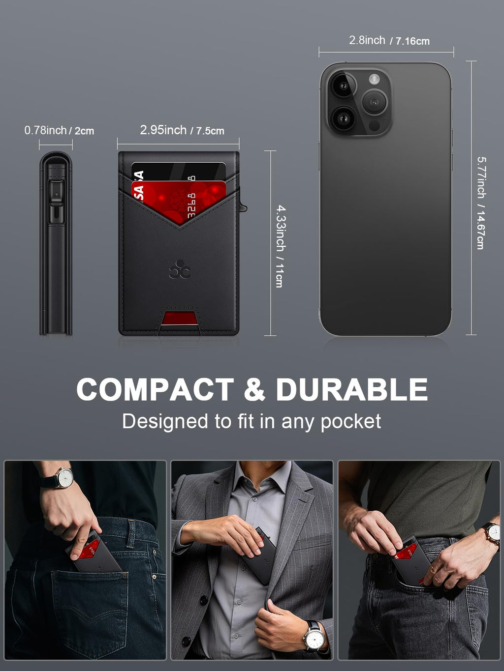 Wallet for Men RFID Blocking Minimalist Card Holder Wallet for 12-14 Cards