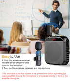 Jkoailiwi Voice Amplifier with Wireless Lapel Microphone, Personal Teachers Microphone for Classroom, Portable Megaphone PA Speaker Headset System, Wireless Voice Amplifier for Tour Guide/Yoga
