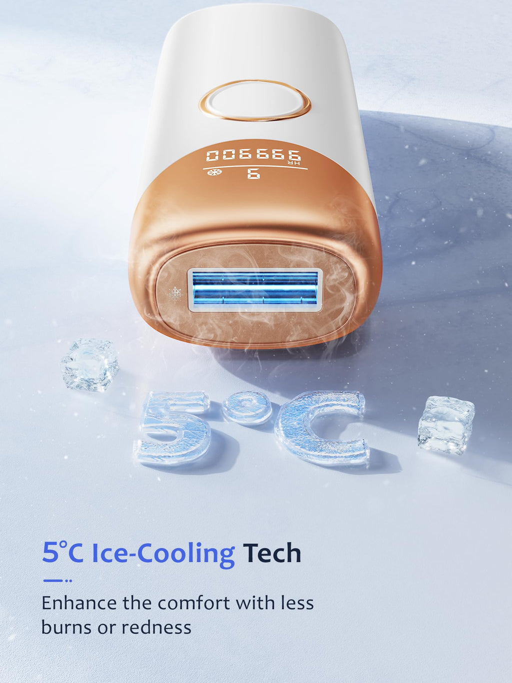 Laser Hair Removal with 5°C Ice Cooling, Painless IPL Laser Hair Removal Device 3 In 1 Ubroo At Home Hair Remover Machine for Women Men Electrolysis Permanent Epilator on Face Body Depilation (Gold)
