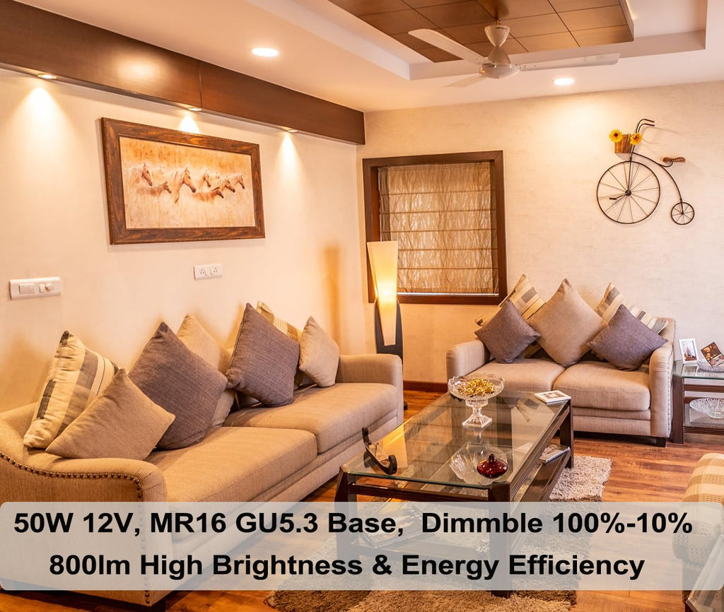Vinaco MR16 Halogen Bulb 50W 12V, 6p Pack MR16 Bulb Dimmable, Long Lasting MR 16 GU5.3 50Watt Bulb, 2800K Warm White with GU5.3 Base, Halogen 12V 50w for Landscape, Track Lights, and Fiber Optics