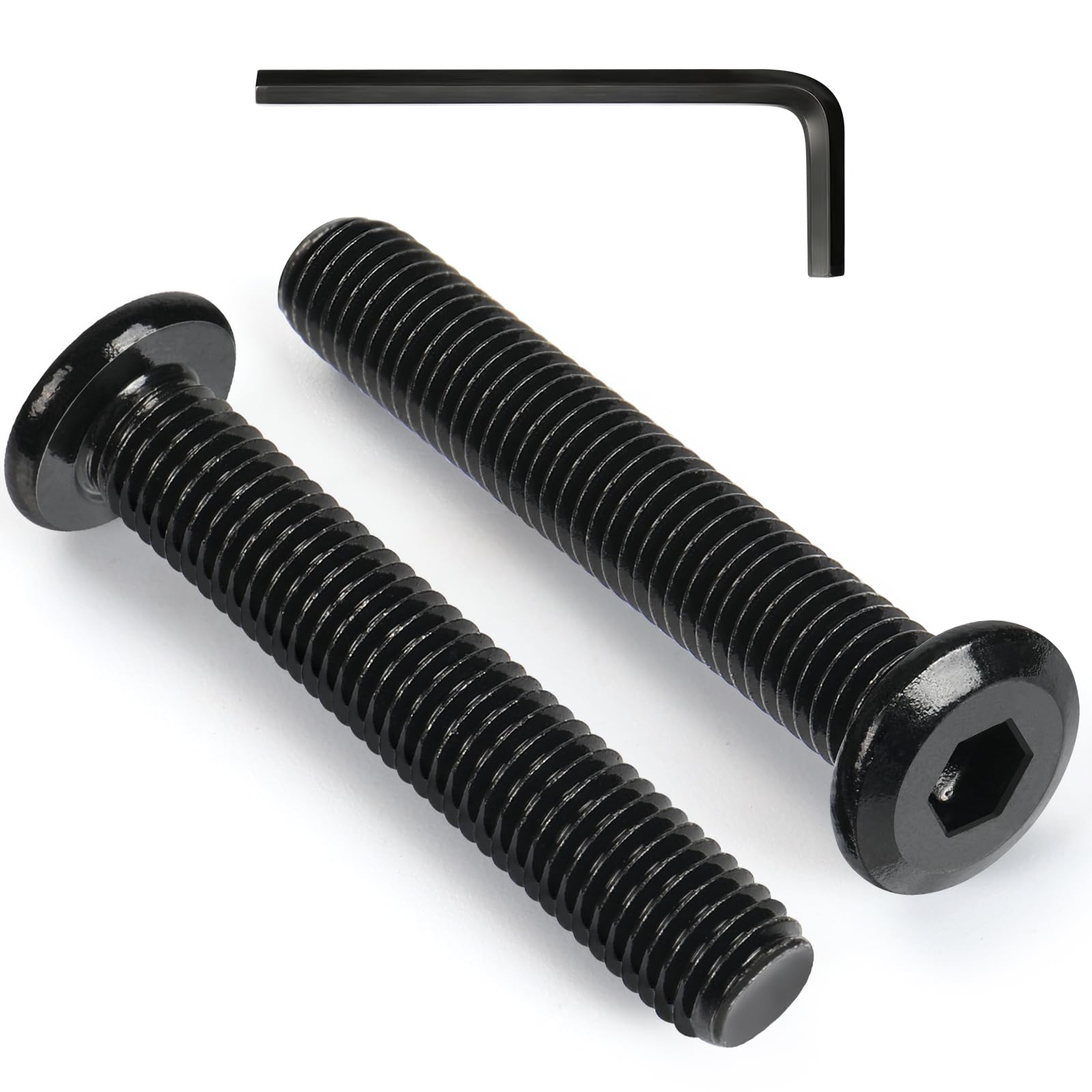 VGBUY M6-1 x 45 mm 30pcs Flat Head Hex Socket Cap Screws Metric M6 Bolts, 304 Stainless Steel 18-8, Black Zinc Plated, Full Thread, with Hex Spanner