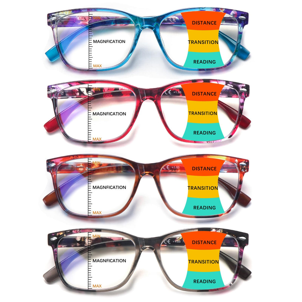 CLASAGA Progressive Multifocus Reading Glasses for Women,Blue Light Blocking Spring Hinge Fashion Pattern Print Computer Readers (pattern design-5, 1.5, x)