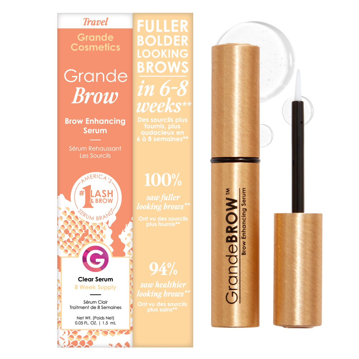 Grande Cosmetics GrandeBROW Brow Enhancing Serum, 1.5mL, 8-Week Supply