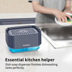 ROSEOK Dish Soap Dispenser with Sponge Holder for Kitchen, Navy Blue