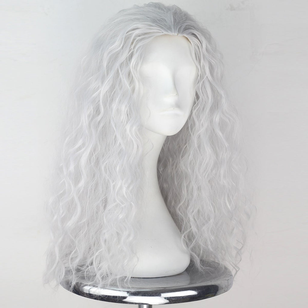 Witch Wig Old Lady Wig Women Long Grey Curly Costume Cosplay Wig