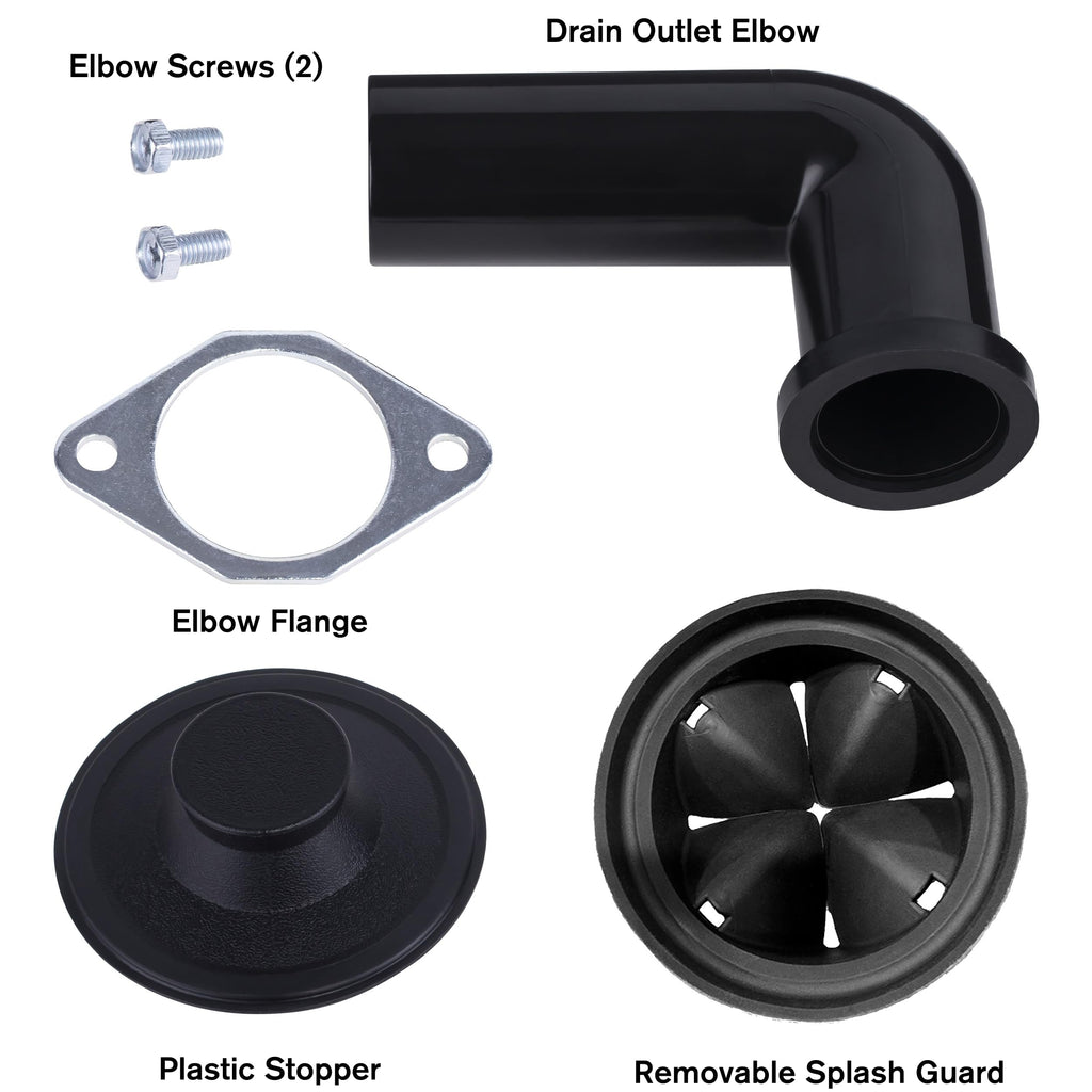 Waste Maid 10-US-WM-158-3B Garbage Disposal Anti-Jam Stainless Steel Food Waste Grinding System, 1/2 HP Standard, Black