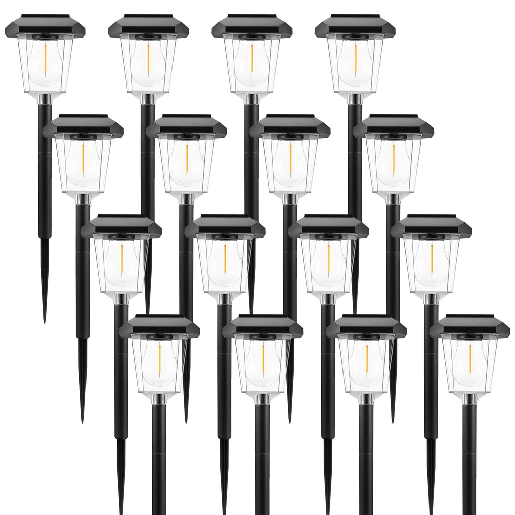 16Pack Solar Pathway Lights Outdoor, Warm White LED Waterproof Solar Lights