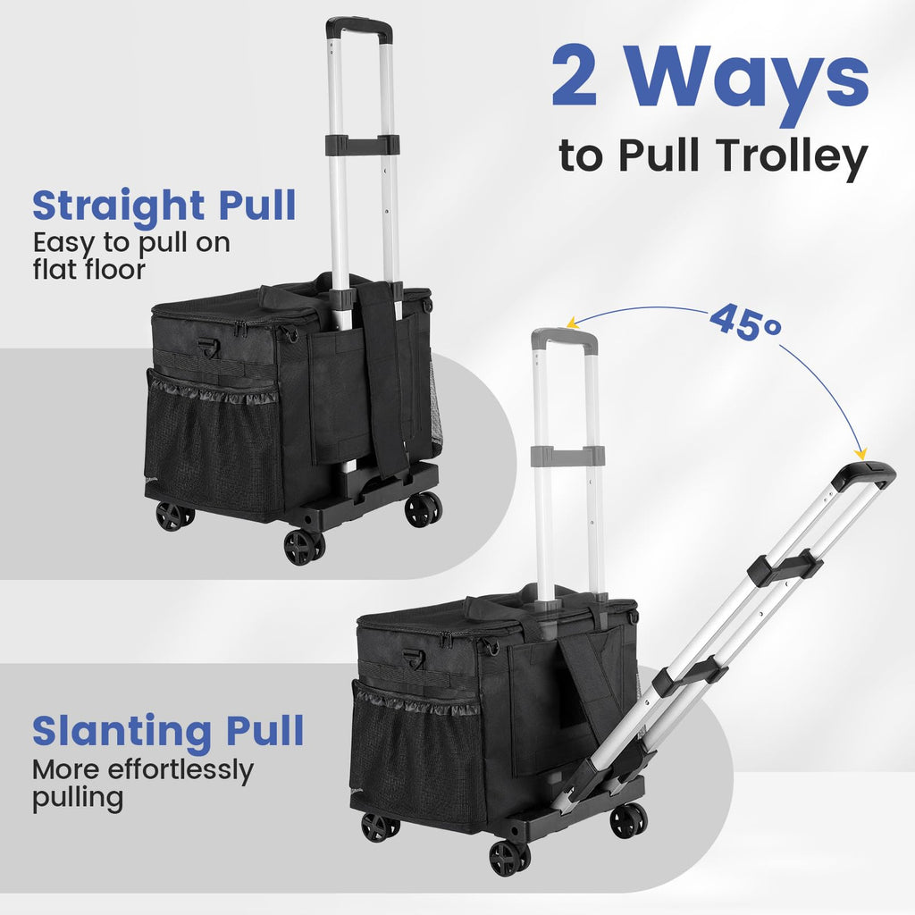 Housolution Extra Large Rolling Cleaning Caddy Bag with Wheels, Black