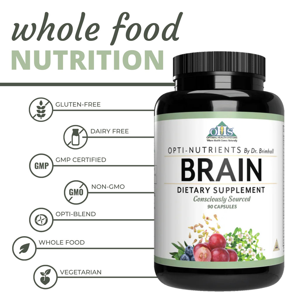 Optimal Health Systems Brain | Most Comprehensive Nootropic + Enzyme Delivery | 700 mg Scientific Neuroenhancment Blend | Boost Mood, Memory & Focus | 90 Capsules
