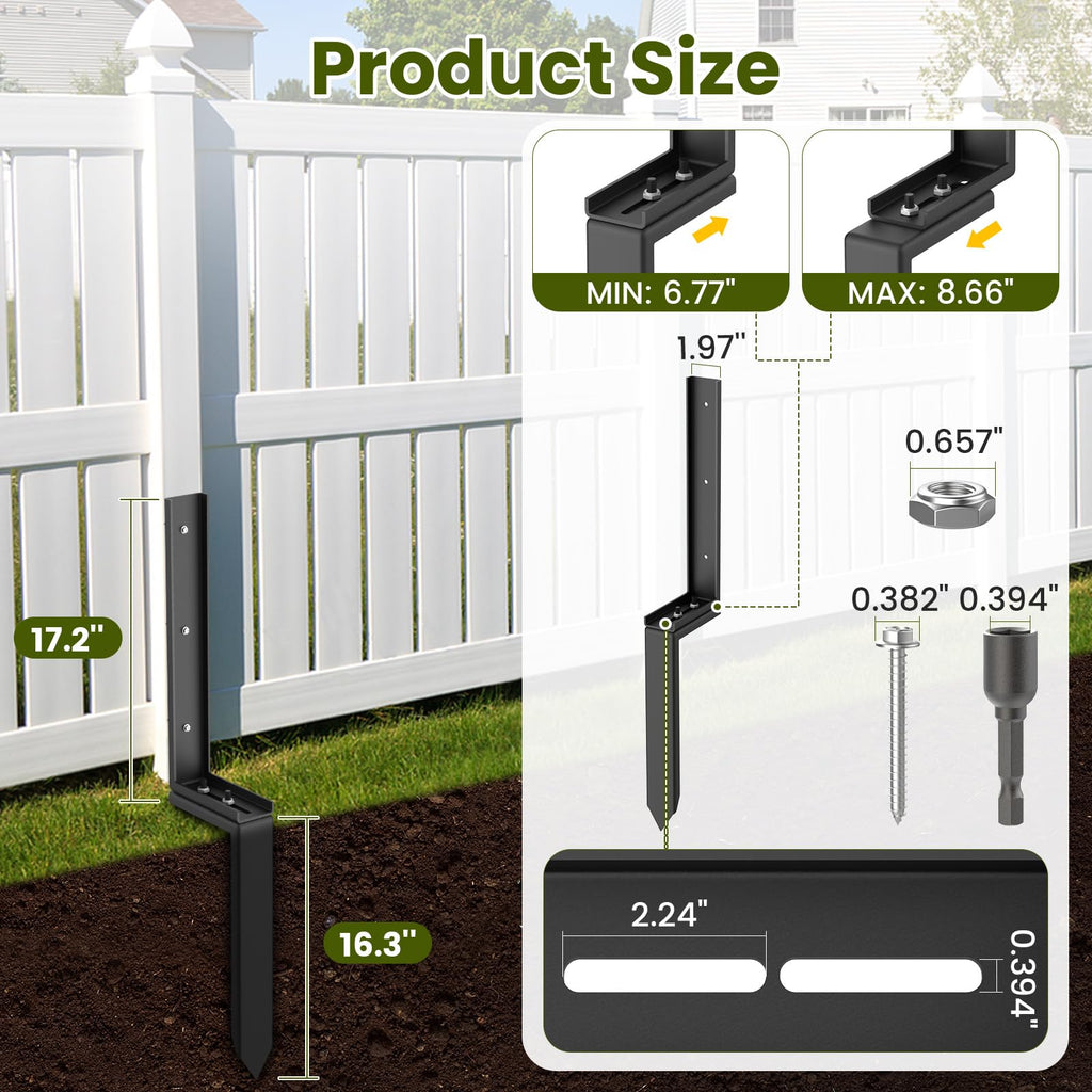 Housolution Fence Post Repair Kit,Separated Fence Post Anchor,1 Pack