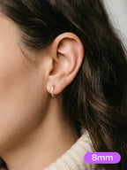 ChicSilver Sterling Silver Huggie Earrings for Women, 8MM Hoop Earrings