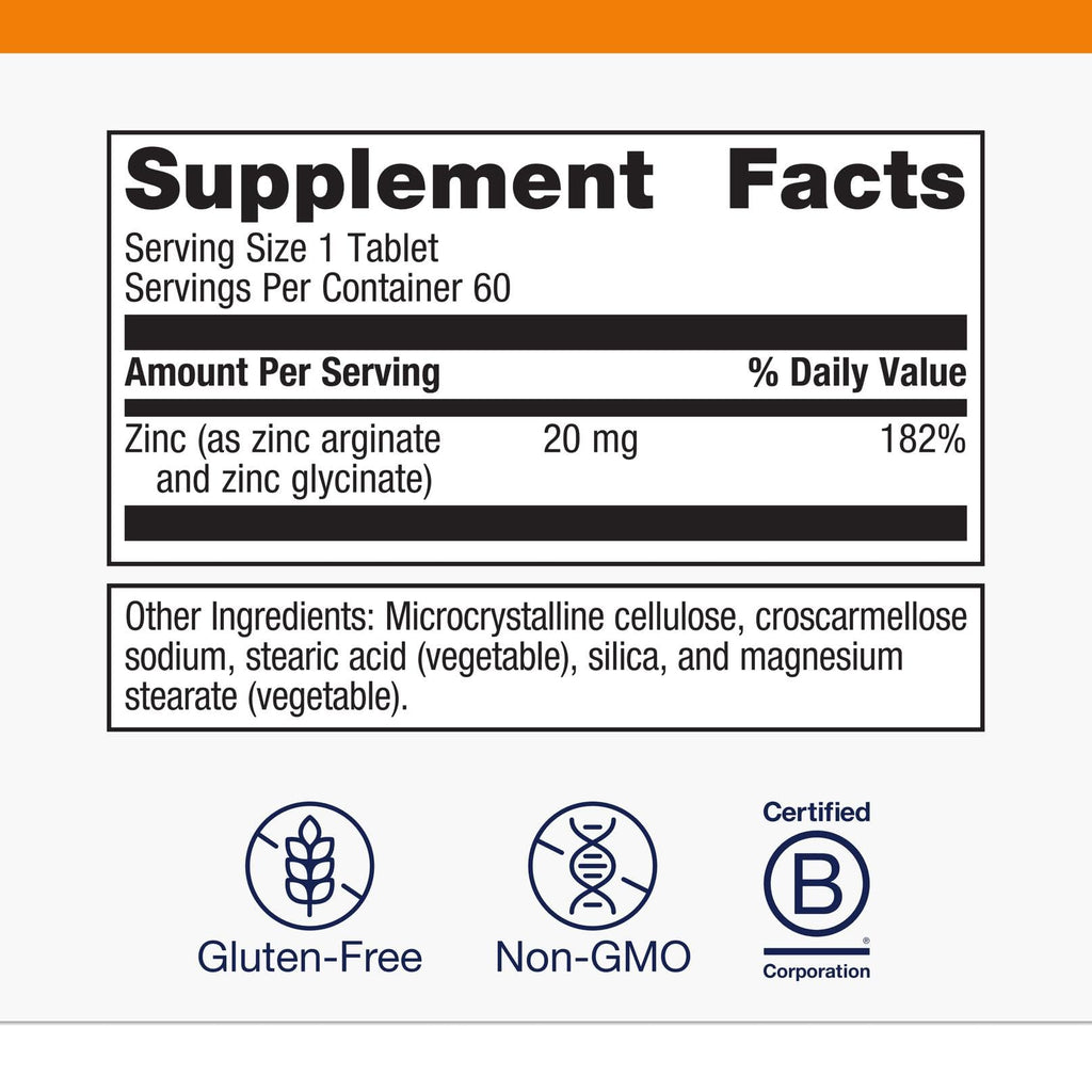 Metagenics Zinc A.G. - Highly Absorbable Zinc with Arginine & Glycine Chelates - Supports Immune Function, Bone Health, Skin & Energy Metabolism - Non-GMO & Gluten-Free - 60 Tablets