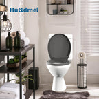 Huttdmel Round Toilet Seat 16.5 inch Soft Close, Toilet Lid Round PP Material Safe & Easy Clean & Quick Installation, Sturdy Accessories Never Loosen, 2 Years Support, Grey