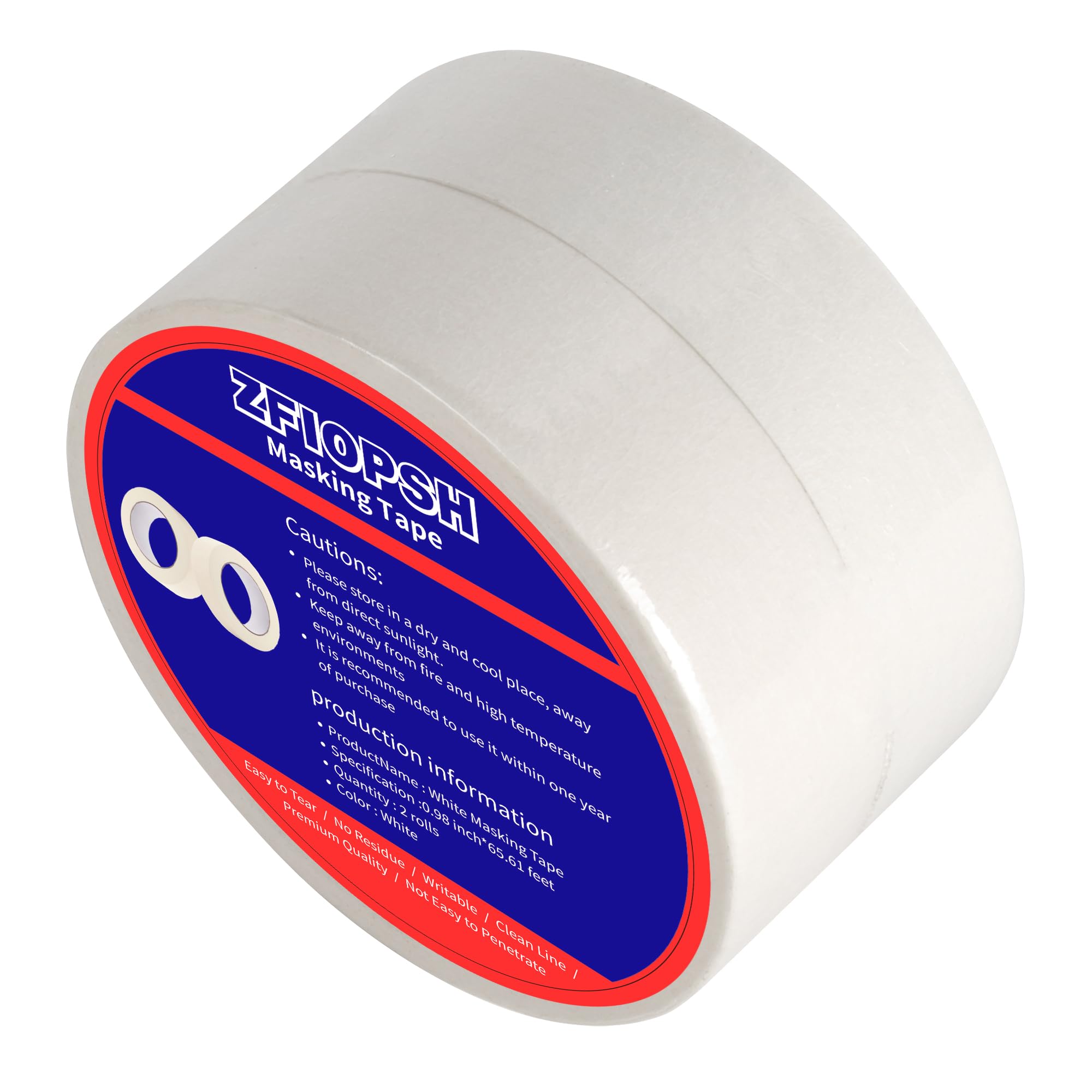 ZFIOPSH White Masking Tape 1 Inch, 2 Rolls Painter Tape, Easy Tear Paper Tape for Watercolor Painting, Labeling, Crafts, DIY, Art Projects & Classroom Use, 21.87 Yards Each.