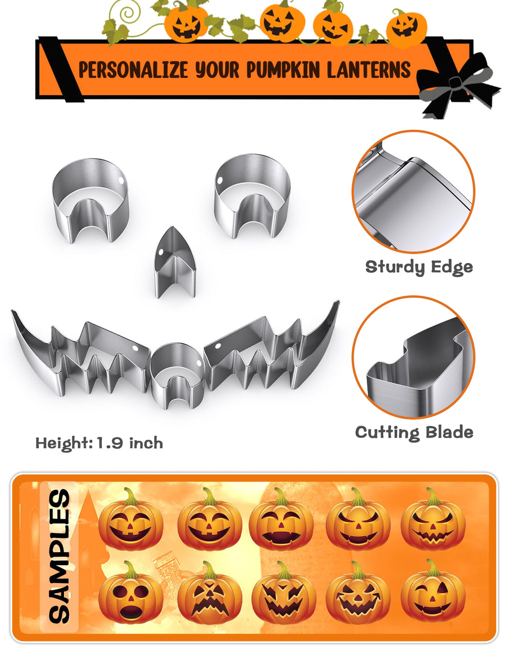 Fenvella Pumpkin Carving Kit Tools & Stencils Set Halloween Cookie Cutters