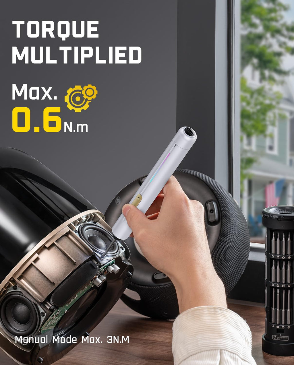 Fanttik E2 Ultra Electric Screwdriver, 0.6N.m Mini Screwdriver Set, 50 Magnetic Bits, 5/32'' Precision Screwdriver for Laptop, PC, Phone, 3D Printer, RC Cars, Electronics Repair Tools for Dad (White)