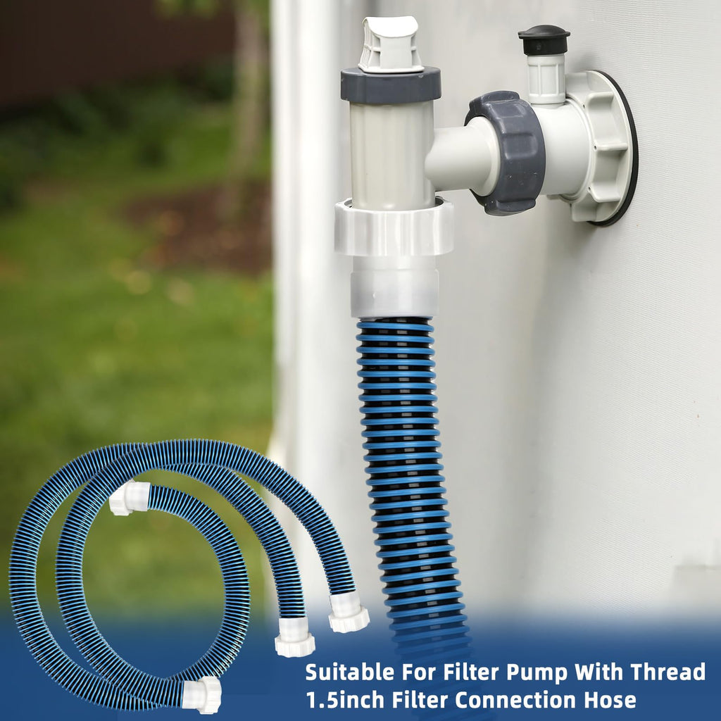 Conderyang 2 Pack 1 1/2 Pool Hose for Above Ground Pools 6ft&3ft Long Pool Pump Replacement Filter Hoses 1.5" EVA Swimming Pool Filter Hose for Filters Pumps, Saltwater Systems and Sand Filters (Blue)