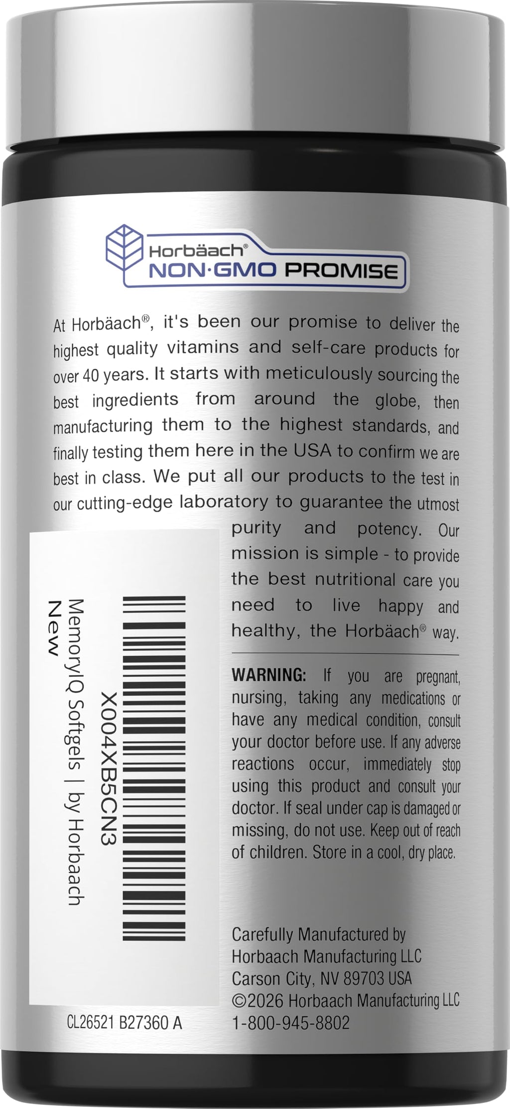 Horbäach Memory IQ Brain Support Supplement | 60 Softgels
