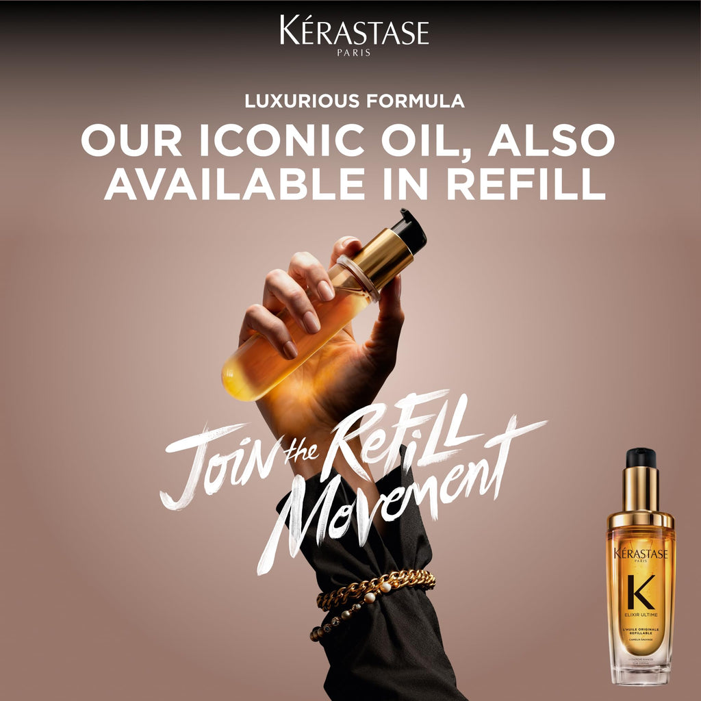Kerastase Elixir Ultime Refillable Oil – For Shine & Hydration, 1.01 Fl Oz