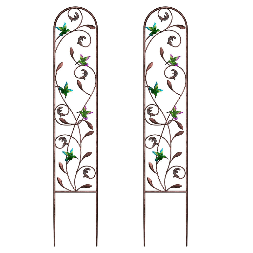 aboxoo 2-Pack Hummingbird Metal Garden Trellis,60" Decorative Outdoor Fence