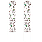 aboxoo 2-Pack Hummingbird Metal Garden Trellis,60" Decorative Outdoor Fence