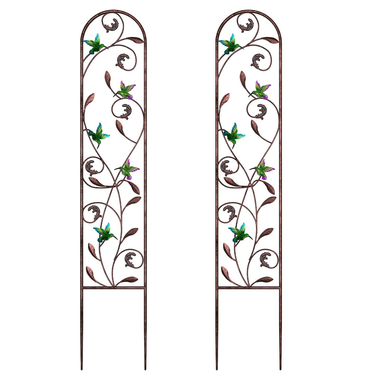 aboxoo 2-Pack Hummingbird Metal Garden Trellis,60" Decorative Outdoor Fence