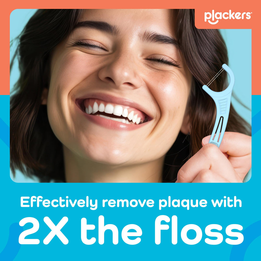 Plackers® Twin Line® Floss Picks with Tuffloss® Fiber & FlipPick®, Intense Mint, Double-Line Flosser for Effective Plaque Removal, 300 Count
