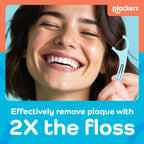 Plackers® Twin Line® Floss Picks with Tuffloss® Fiber & FlipPick®, Intense Mint, Double-Line Flosser for Effective Plaque Removal, 300 Count