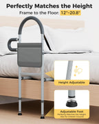 JivaJot Bed Rails for Elderly Adults Safety, Bedrails for Elderly Adults Grab Bar Bed Handrails, Cane for Seniors with Non-Slip Ergonomic Handle and Storage Pocket, Fit Twin, Full, Queen, King