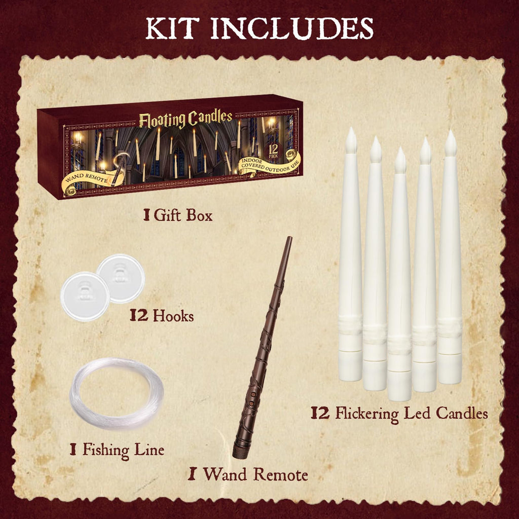 ORIENTAL CHERRY Floating Candles with Wand, 12 Pcs Magic Flickering Light