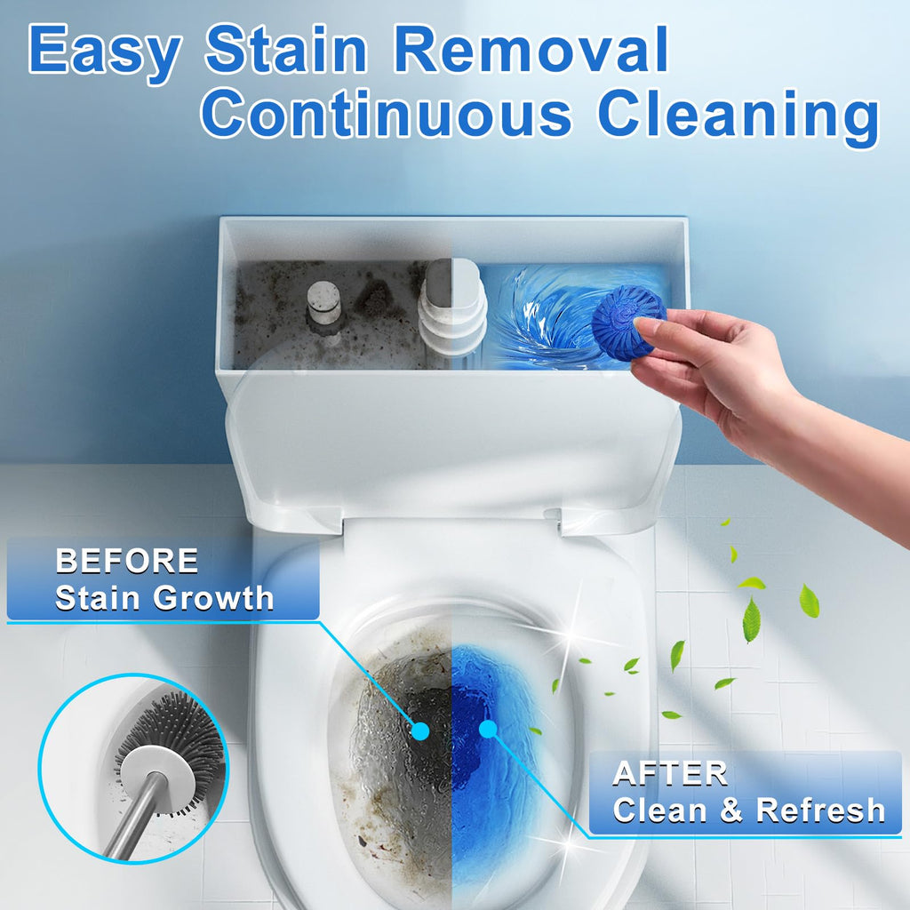 Msvvko Toilet Bowl Cleaner Tablets 40 Pcs, Septic Safe Automatic Toilet Tank Cleaner with Sustained-Release Technology, Powerful Long-Lasting Blue Tabs for Bathroom Stain Remover & Deodorizer