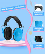 ZOHAN Kids Noise Cancelling Headphones - 25dB NRR Kids Ear Protection 2 Pack, Hearing Protection Safety Ear Muffs for School Monster Truck Fireworks Travel Studying Concerts Autism, Blue and Pink