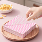 100pcs Waxed Deli Paper Sheets, 7x7" Food Basket Liners for Sandwiches, Burgers. Pink Checkered Deli Wrap Wax Paper Sheets by Neyimqr