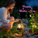 LXOUMEI Solar Dog Outdoor Statue, Garden Dog Figurines with Lantern
