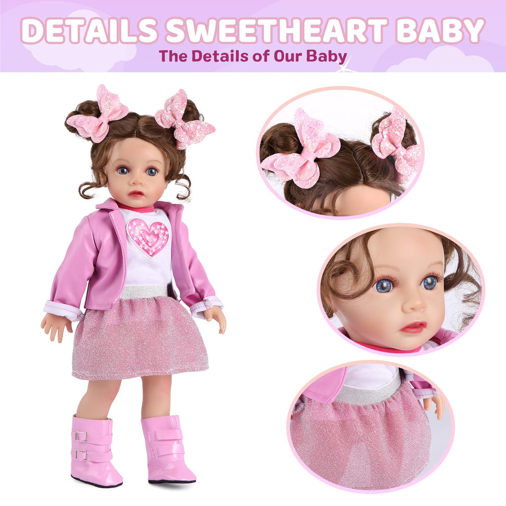 BABESIDE Lifelike Reborn Baby Dolls Dara - 15 Inch Realistic-Newborn Baby Doll Brown Hair Girl Handmade Real Life Toddler Dolls with Clothes and Toy Accessories Gift for Kids Age 3+