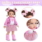 BABESIDE Lifelike Reborn Baby Dolls Dara - 15 Inch Realistic-Newborn Baby Doll Brown Hair Girl Handmade Real Life Toddler Dolls with Clothes and Toy Accessories Gift for Kids Age 3+