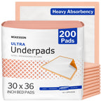 McKesson Underpads Disposable Bed Pads 30" x 36" [200 Count], Heavy Absorbency, Ultra Incontinence Chux Pads for Adults, Elderly, and Baby, Pee Pads