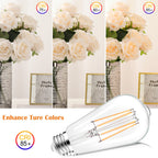 PARTPHONER LED Light Bulbs Dimmable Vintage Edison Bulb, E26 LED Bulb 60W Equivalent 720 Lumens, Warm White 2700K, ST58 Antique LED Filament Bulb CRI 85+, Clear Glass, Pack of 24