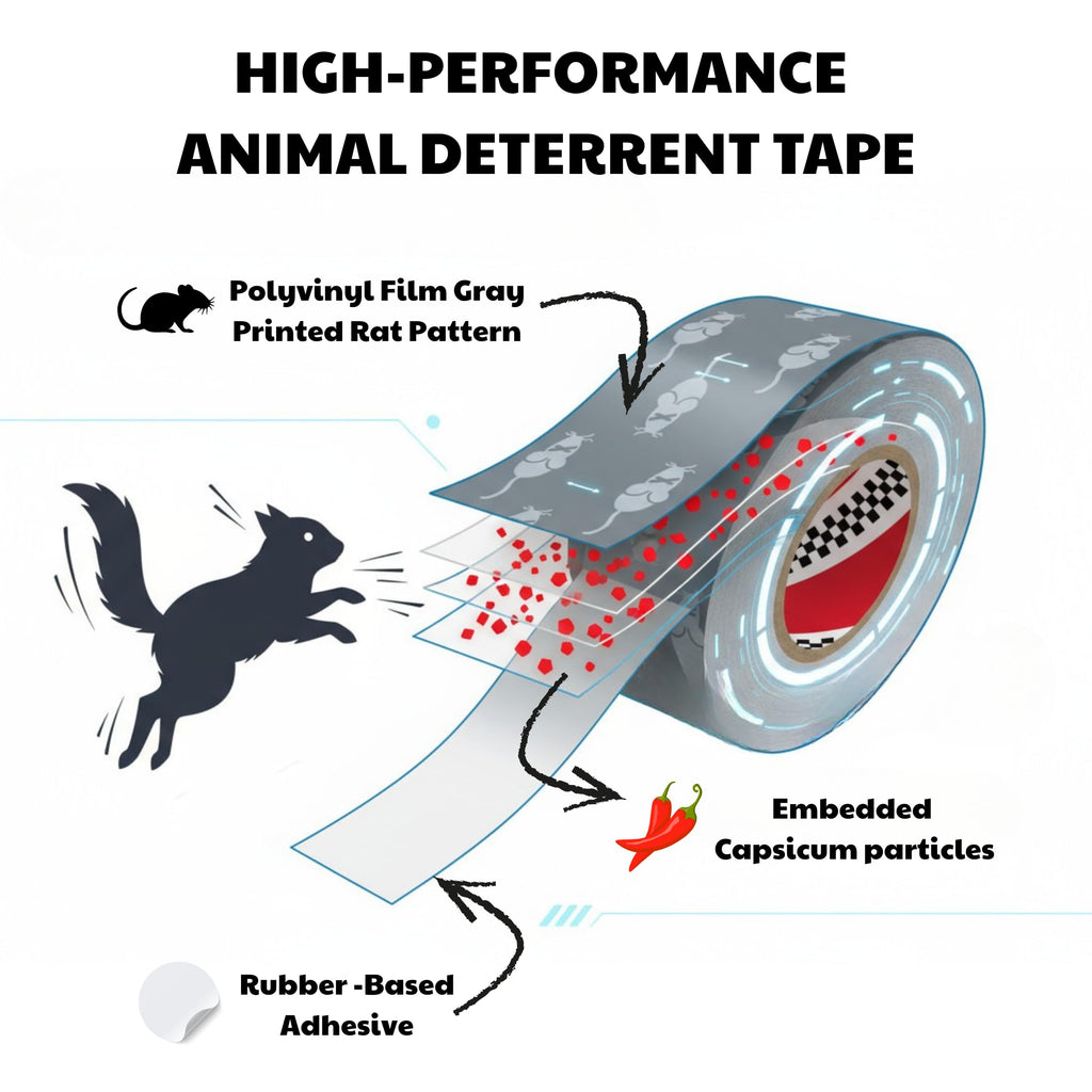 Rodent Anti-Chew Deterrent Tape – Replacement for Honda Rodent Tape OEM 4019-2317 Japanese-Engineered Capsicum-Infused Barrier for Automotive, Marine, Industrial Wire Harness Protection 3/4 in x 65 ft