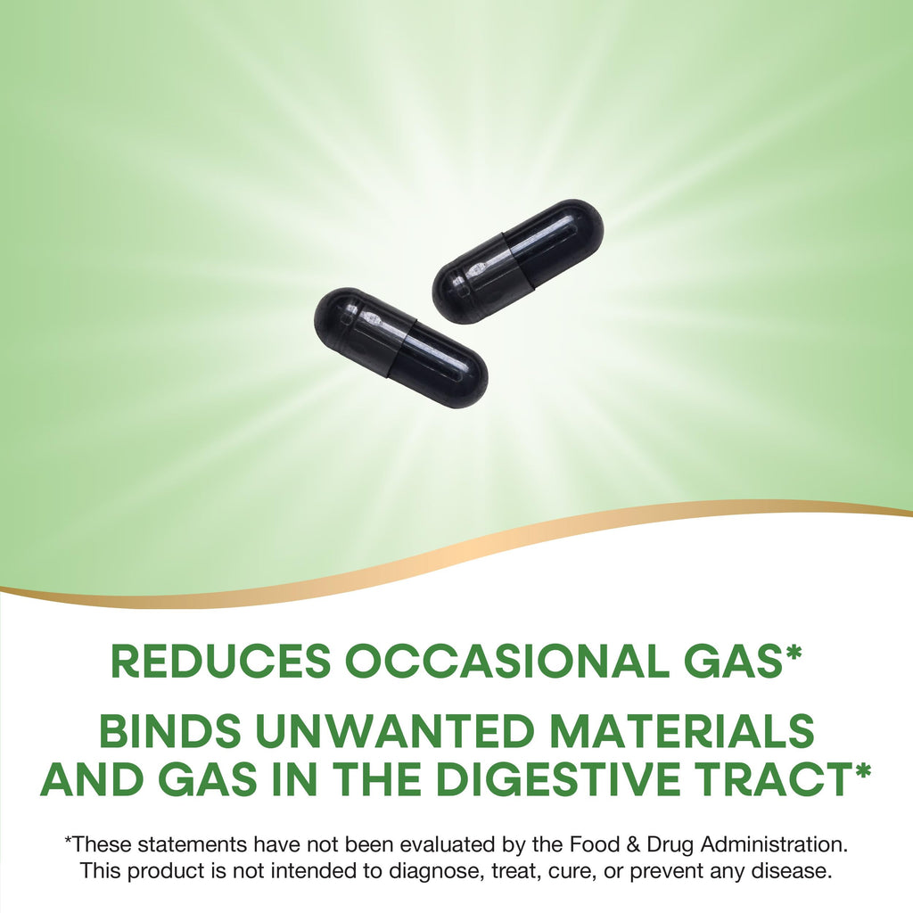 Nature's Way Activated Charcoal, Binds Unwanted Materials and Gas in the Digestive Tract*, 560 mg per 2-Capsule Serving, 100 Capsules (Packaging May Vary) - 2 Pack