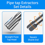 6-Piece NPT Pipe Tap Set, 1", 3/4", 1/2", 3/8", 1/4", 1/8" NPT Tap Set, Carbon Steel Hand Threading Plumbing Tap Set for Accurate Threads, Assorted Plumbers Mechanics DIY Thread cutting tools