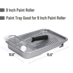Bates- Paint Tray Set, 9 Inch, 12 pcs, 1x 9 Inch Paint Roller Tray, 10x Disposable Tray Liners & 1x Roller Frame