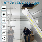 Led Shop Lights,Led Shop Lights 4FT 50W 6500K 7000LM Clear White,Shop Light 4FT 110V Linkable Integrated V-Shape for Shop Garage,Warehouse,Workbench and Workshop Commercial Bay Lighting(6-Pack)