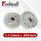 findmall 1-1/2 Inch 3600 Count Siding Nails 15-Degree Wire Collated Coil Full Round Head Hot-Dipped Galvanized Siding Nails
